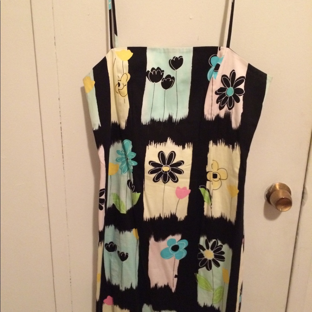 Black Floral Print Spaghetti-Strap Dress